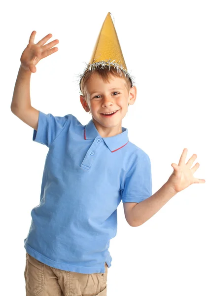 Criança feliz na tampa — Fotografia de Stock