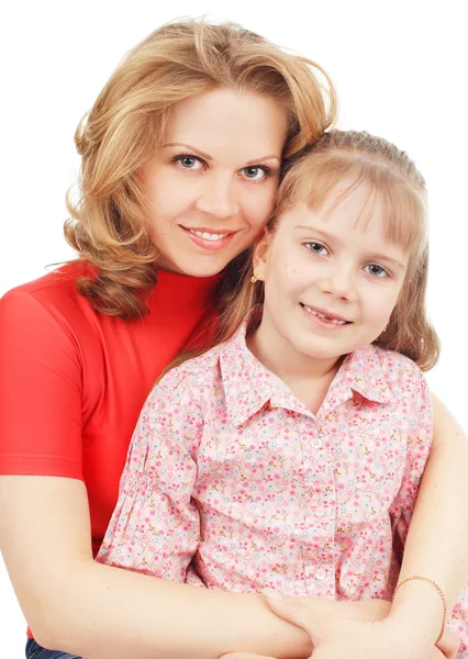 Mutter Mit Tochter Isoliert Auf Weiß — Stockfoto