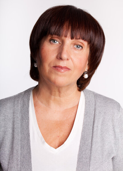 Mid serious adult woman