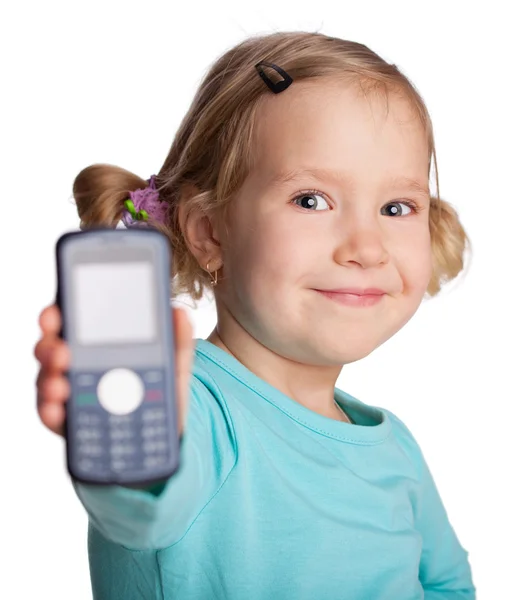 Kind met telefoon — Stockfoto