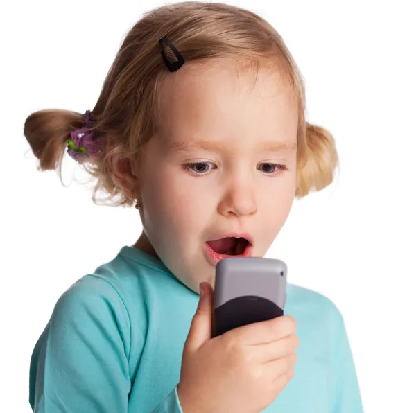 Niño con teléfono —  Fotos de Stock