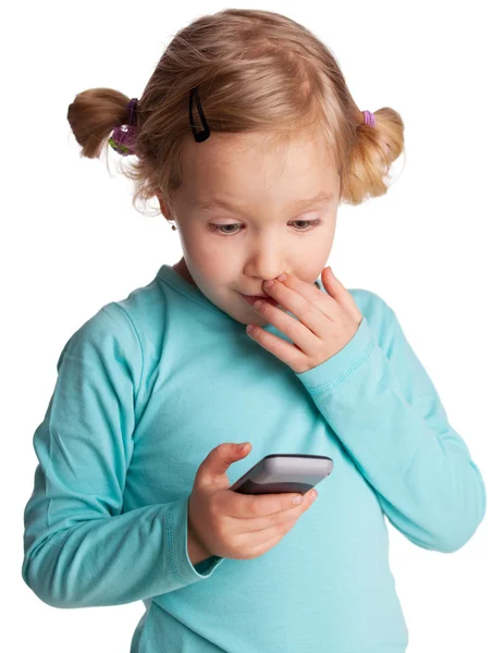 Dítě s telefonem — Stock fotografie