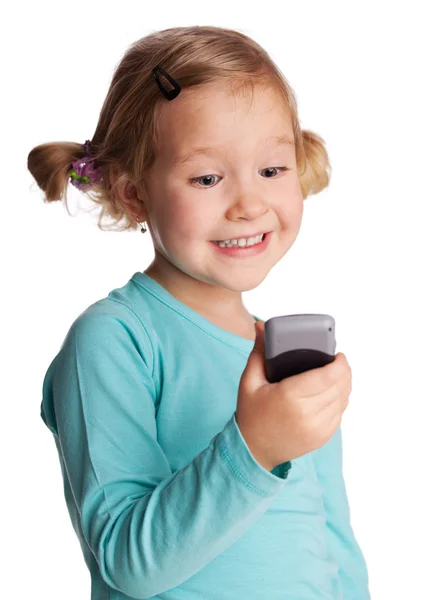 Niño con teléfono — Foto de Stock