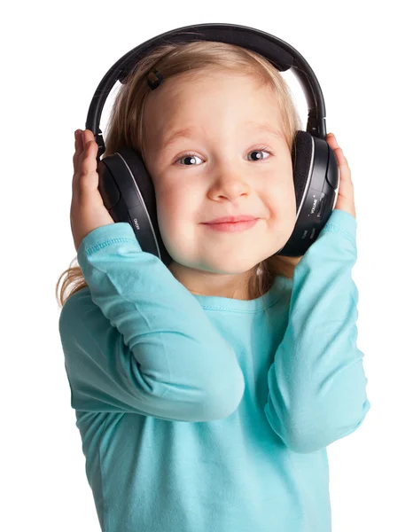 Little girl in headphones Royalty Free Stock Photos