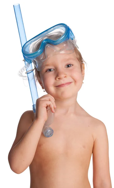 Girl in swimming mask — Stock Photo, Image