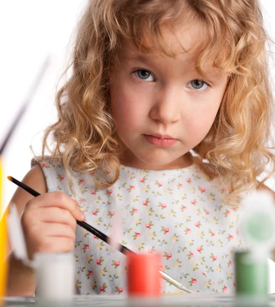 Mädchen, zeichnet Farbe — Stockfoto