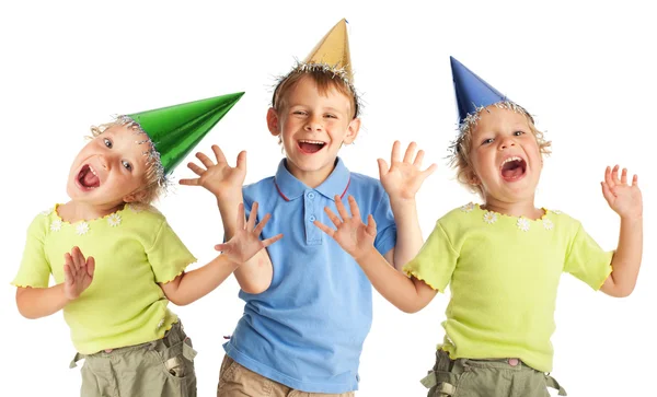 Happy children in the cap — Stock Photo, Image