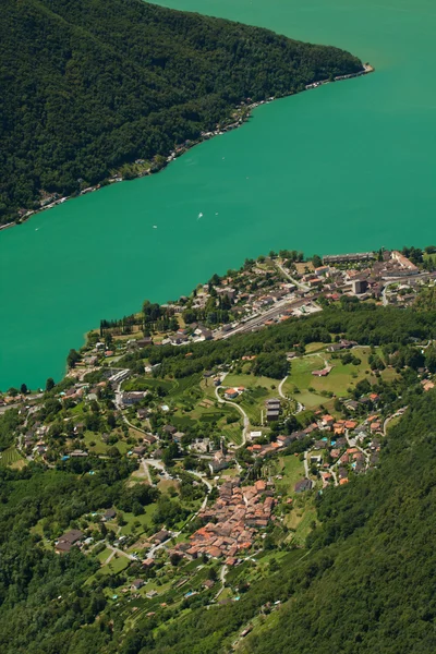 Widok Monte Generoso Dół Lugano Jego Jeziora Szwajcarii — Zdjęcie stockowe