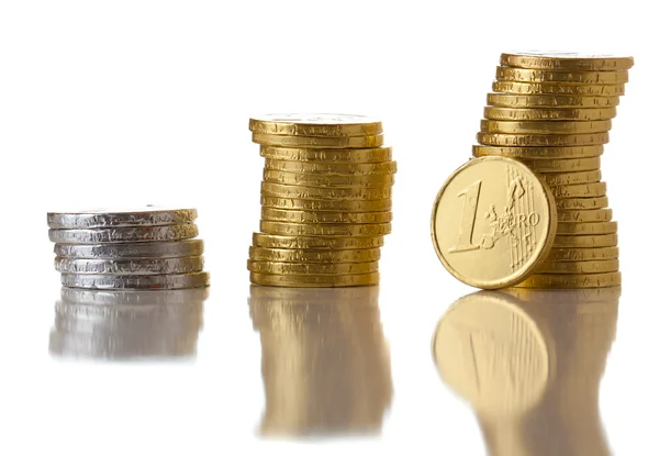 Euromynt Vit Bakgrund Makro Närbild — Stockfoto