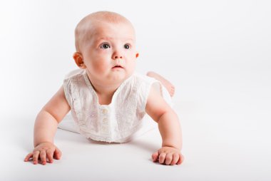 Portrait of the babe on a white background clipart