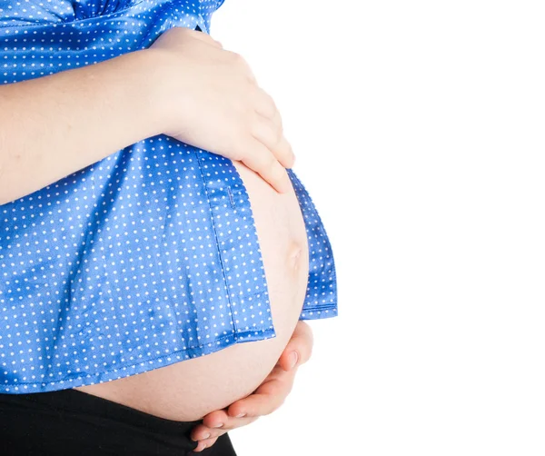 Estómago Desnudo Mujer Embarazada Cerca —  Fotos de Stock