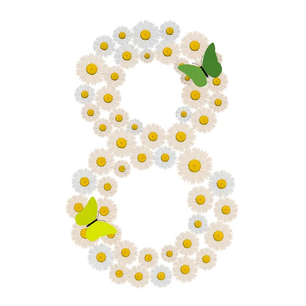 Número oito feito de flores — Fotografia de Stock