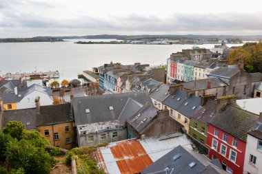 View over the town of Cobh from St Colman's Cathedral, County Cork, Ireland clipart