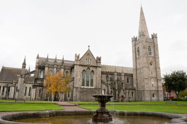 Saint Patrick Cathedral and park in Dublin, Ireland clipart