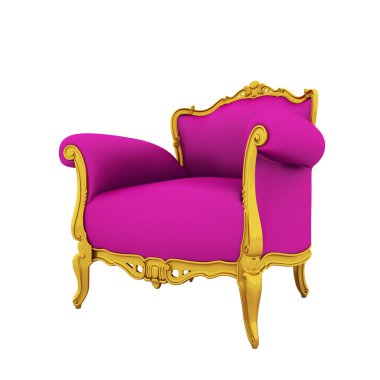 Classic glossy pink armchair isolated on a white background clipart