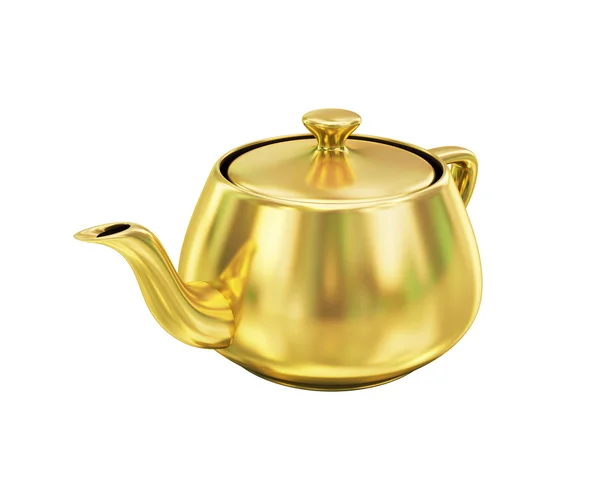 白色背景的金茶壶 — 图库照片