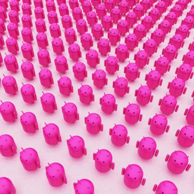 3D pembe androidler karikatür
