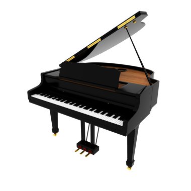 Real black grand piano isolated on white clipart