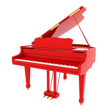 Real red grand piano isolated on white clipart