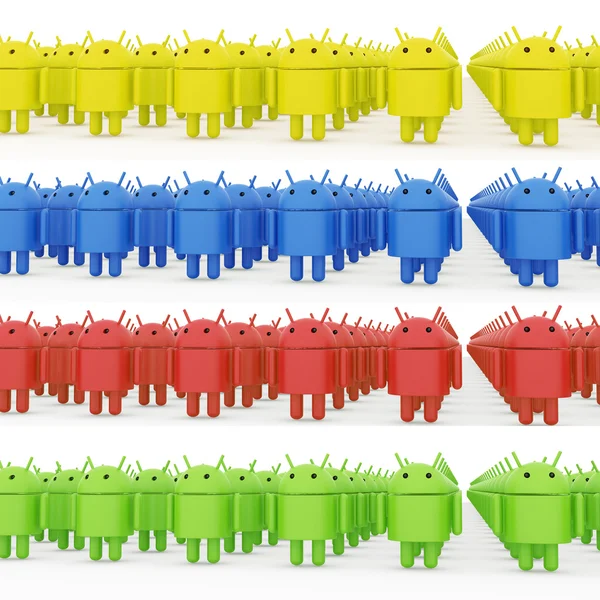 Карикатура на зелёных андроидов — стоковое фото