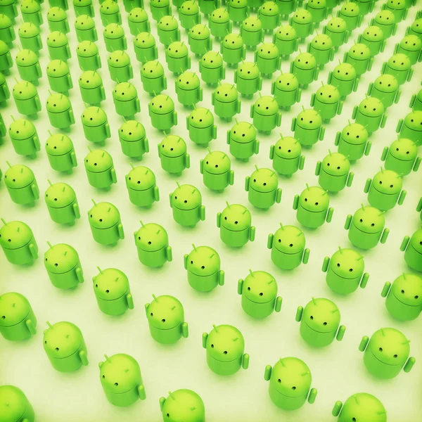 3D yeşil androidler karikatür — Stok fotoğraf