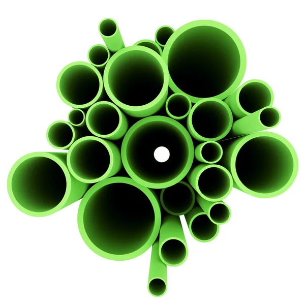 3D зеленые трубы изолированы на белом фоне — стоковое фото