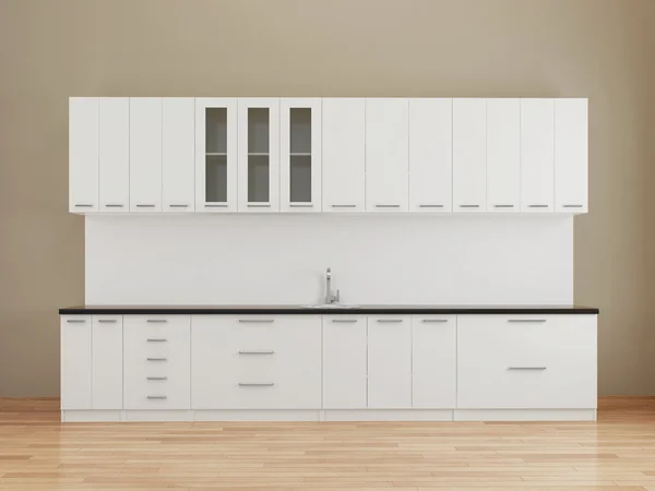 Cozinha Moderna Vazia Branco — Fotografia de Stock