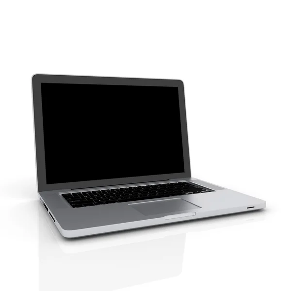 Nowoczesny Laptop Białym Tle Biały Odbicia — Zdjęcie stockowe