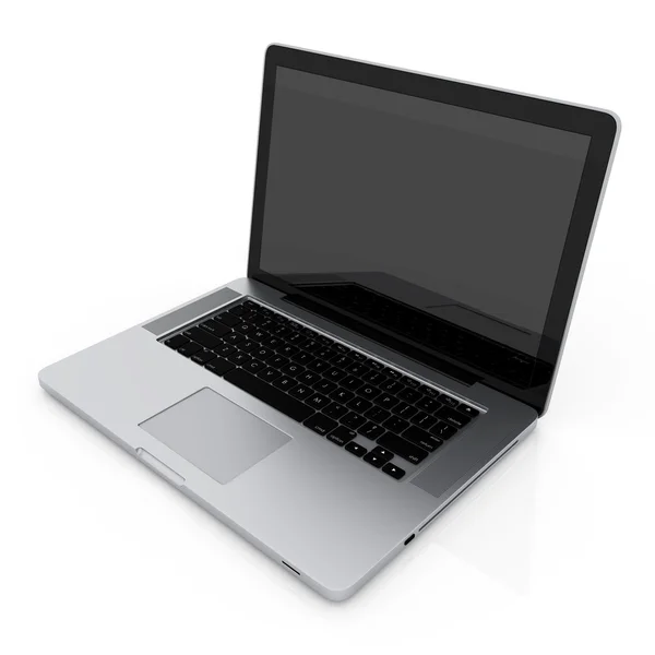 Laptop moderno isolado em branco com reflexos — Fotografia de Stock