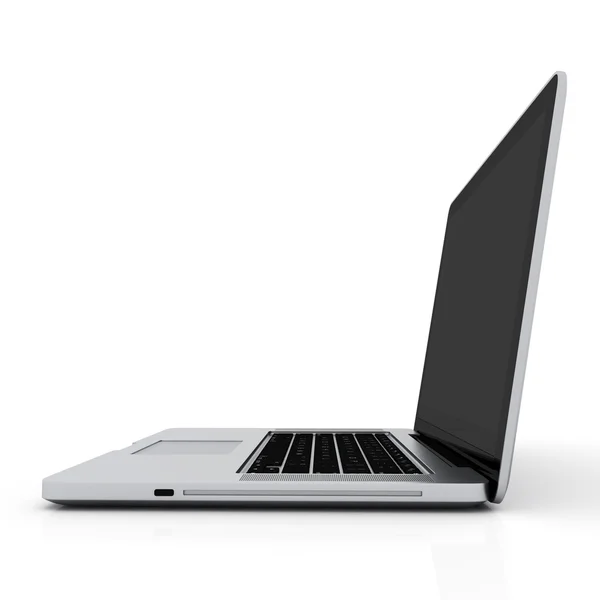 Nowoczesny laptop na białym tle biały z odbicia — Zdjęcie stockowe