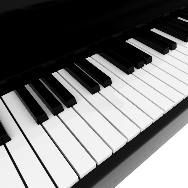 Piano à queue noir isolé sur blanc — Photo