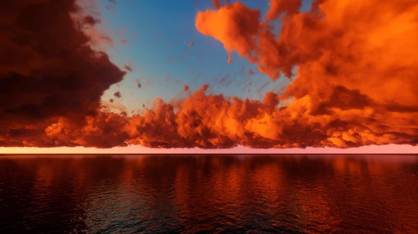 Hermoso cielo de colores en la puesta del sol sobre el agua del mar —  Fotos de Stock