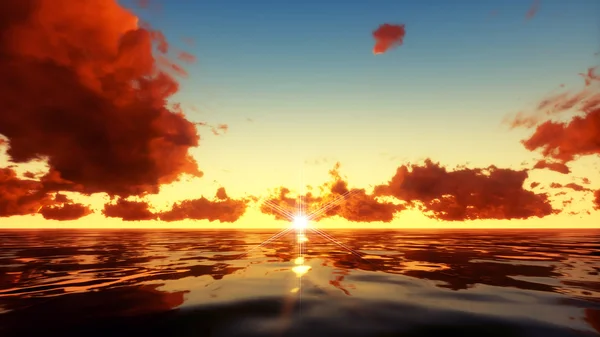 Όμορφο χρωματιστό ουρανό στο ηλιοβασίλεμα πάνω από το θαλασσινό νερό — Φωτογραφία Αρχείου