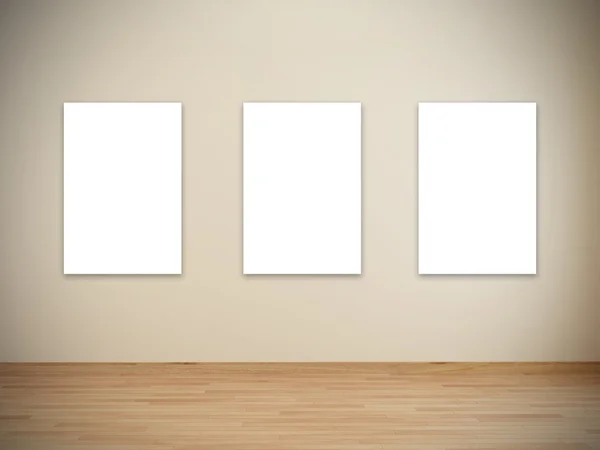 Cornici in bianco nella galleria d'arte — Foto Stock