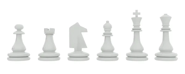 Weiße Schachfiguren isoliert auf weißem Hintergrund — Stockfoto