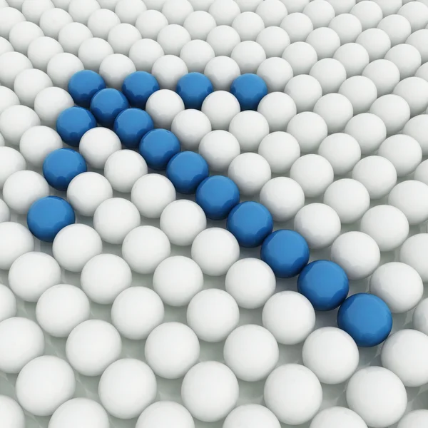 Bolas 3D brancas com bolas azuis — Fotografia de Stock
