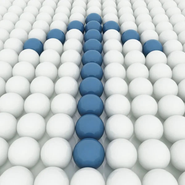 Bolas blancas 3D con bolas azules — Foto de Stock