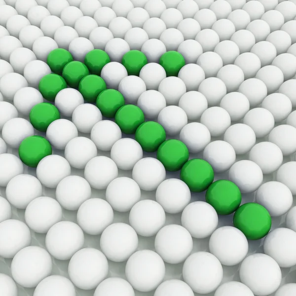 Balles 3D blanches avec boules vertes — Photo