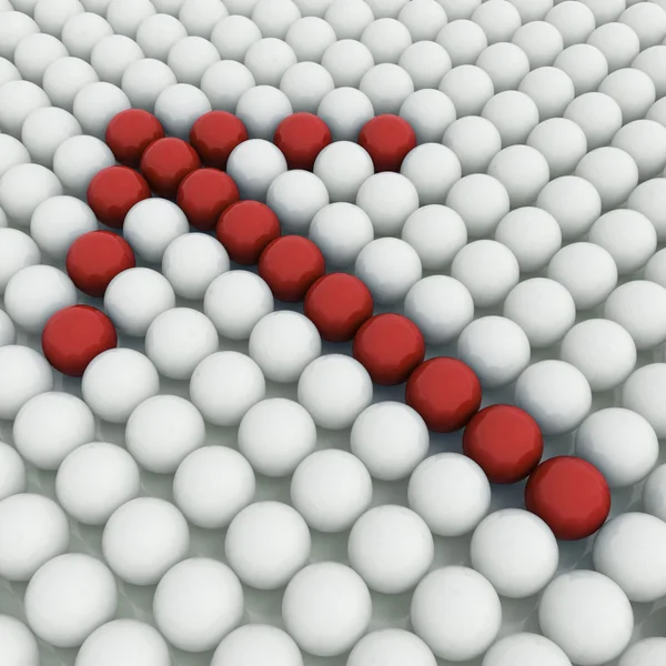 Bolas 3D brancas com bolas vermelhas — Fotografia de Stock