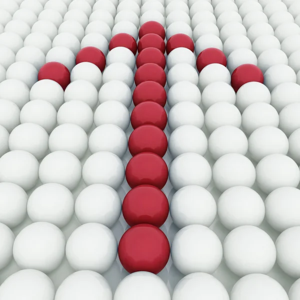 Balles 3D blanches avec boules rouges — Photo