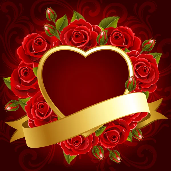 Ilustração Vetorial Dia Dos Namorados Fundo Com Rosas Coração —  Vetores de Stock