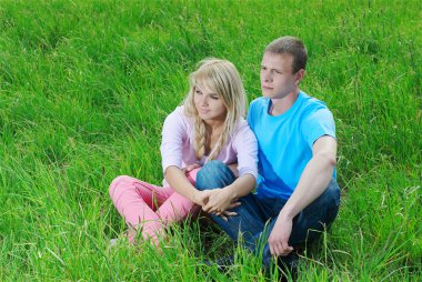 Young couple outdoors clipart