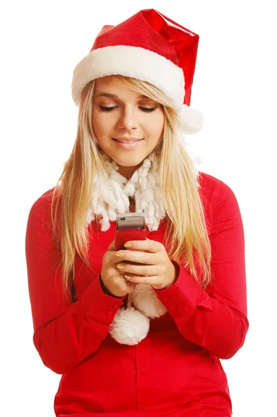 Blondine in Weihnachtskleidung — Stockfoto