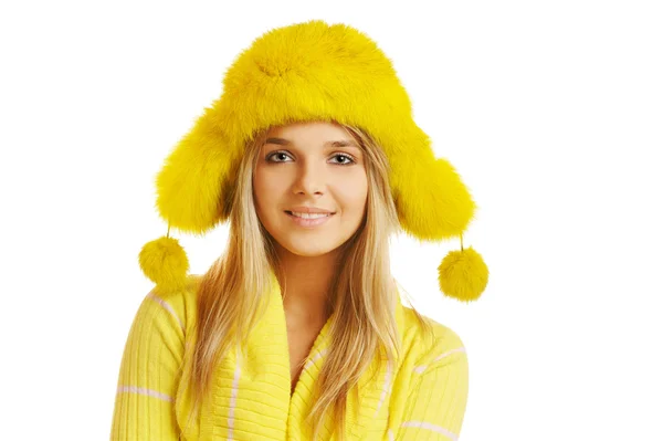 毛皮で覆われた帽子の女の子 — ストック写真
