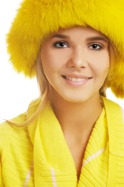 Chica en sombrero peludo — Foto de Stock