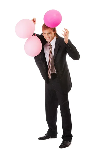 Geschäftsmann mit Luftballons — Stockfoto
