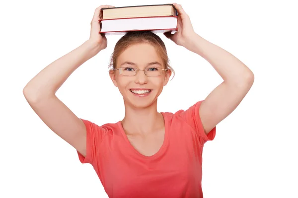 Jeune femme avec des livres — Photo
