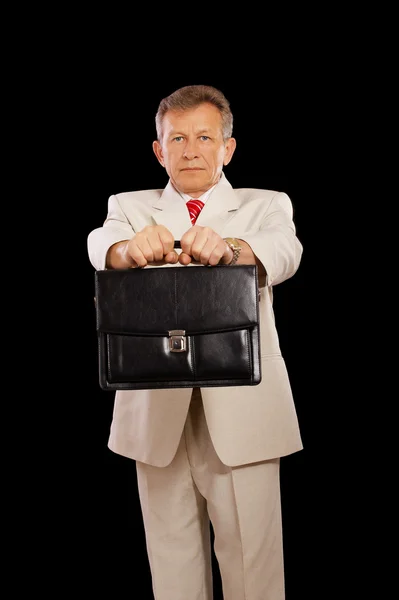Homem de negócios mais velho com apego — Fotografia de Stock