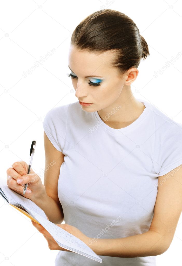 Girl writes to writing-books