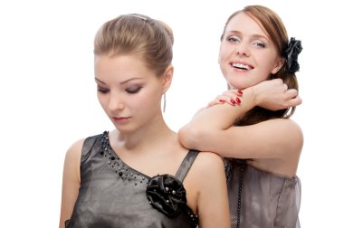 Two young beautiful women clipart